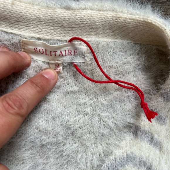 NWOT Solitaire Anthropologie Cardigan Sweater Longline Jacket Fuzzy size Medium - Picture 3 of 9
